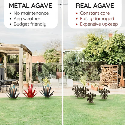 Metal Agave Americana Style Garden Decor for Indoor or Outdoor Display