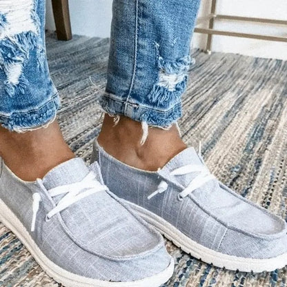 Women's Stretch Canvas Loafers with Wide Fit and Cushioned Insole