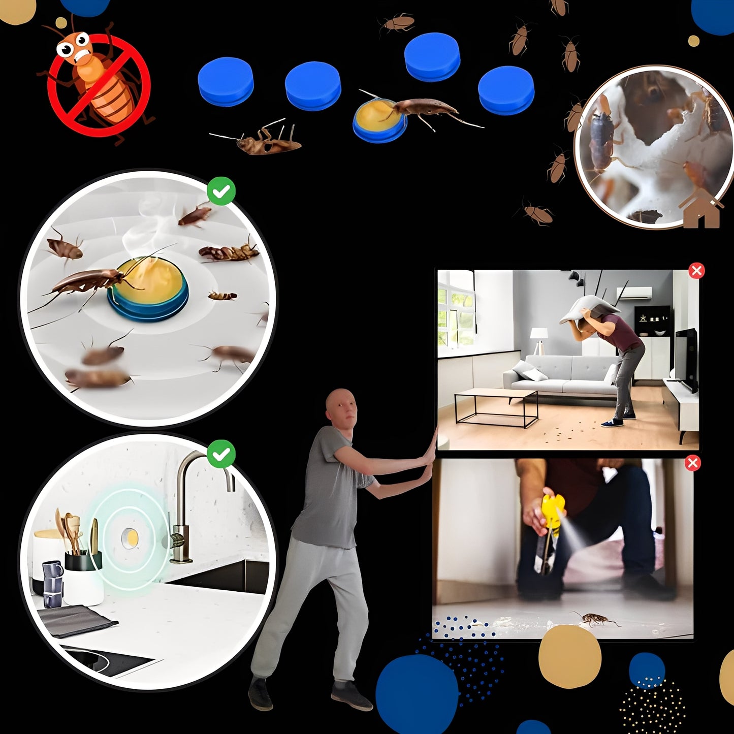 Indoor Cockroach Trap Station with Enclosed Gel Bait