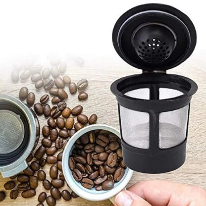 Stainless Steel Reusable Coffee Capsules, 3-Pack with Spoon