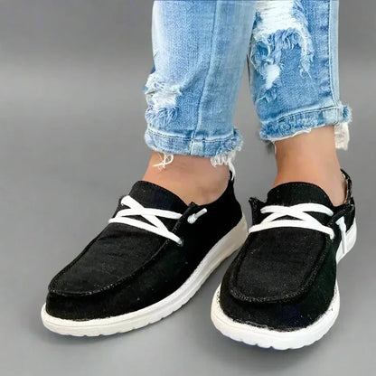 Women's Stretch Canvas Loafers with Wide Fit and Cushioned Insole