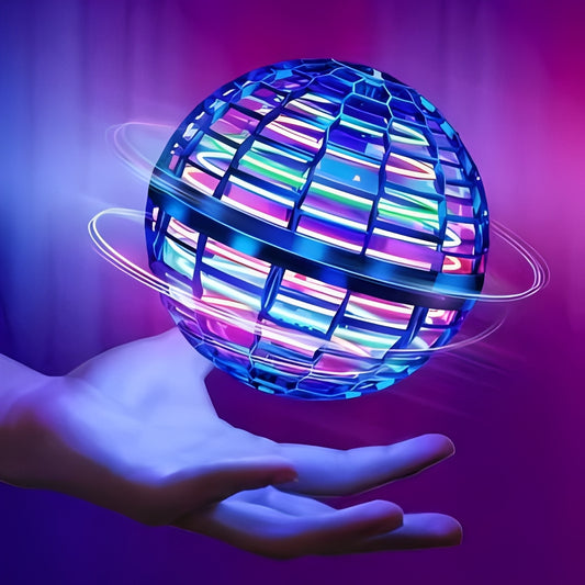 Motorized Flying Orb Spinner Toy with LED Lights and Sphere Design