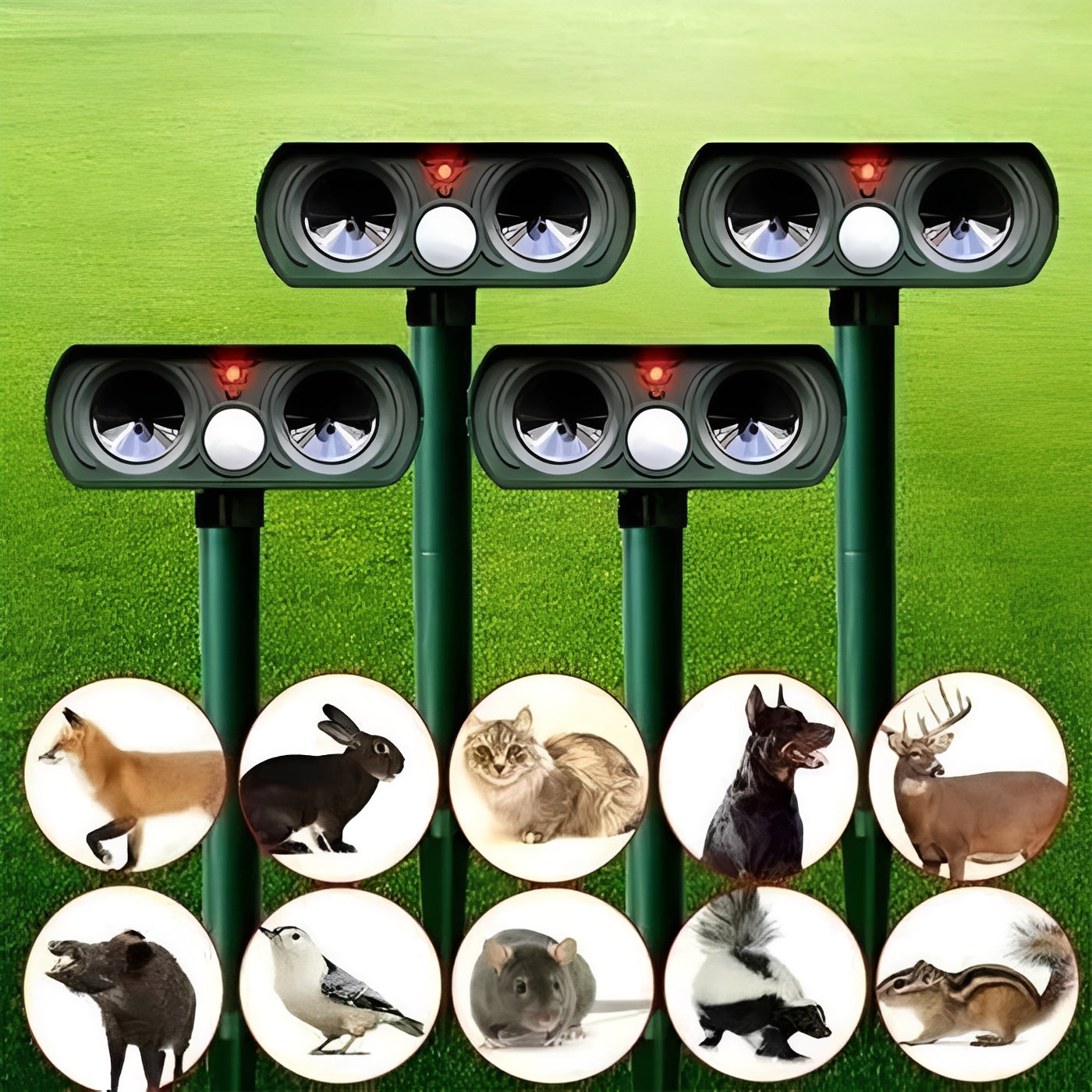 Solar Powered Ultrasonic Pest Deterrent with Motion Sensor
