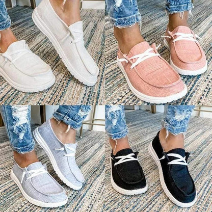 Women's Stretch Canvas Loafers with Wide Fit and Cushioned Insole