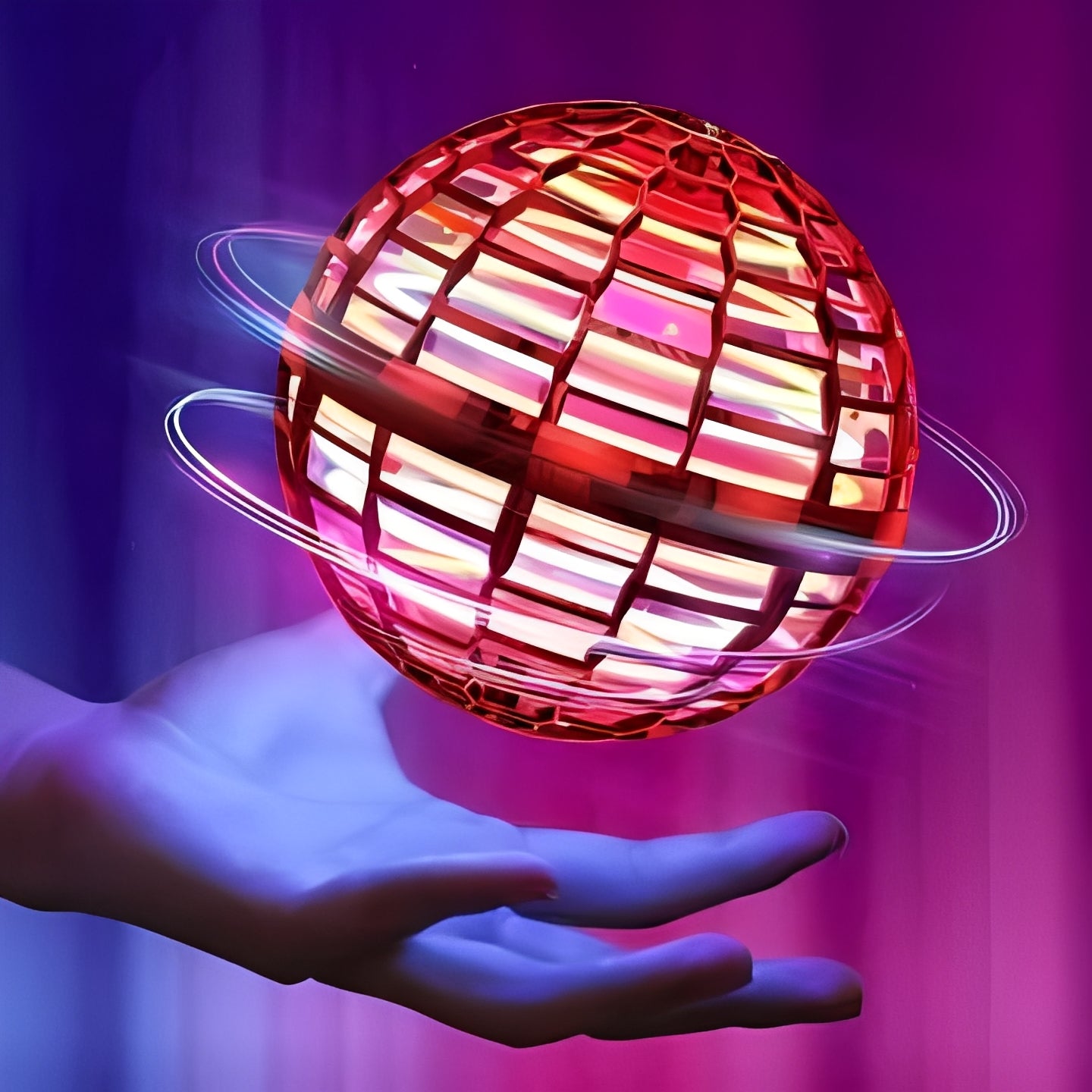 Motorized Flying Orb Spinner Toy with LED Lights and Sphere Design