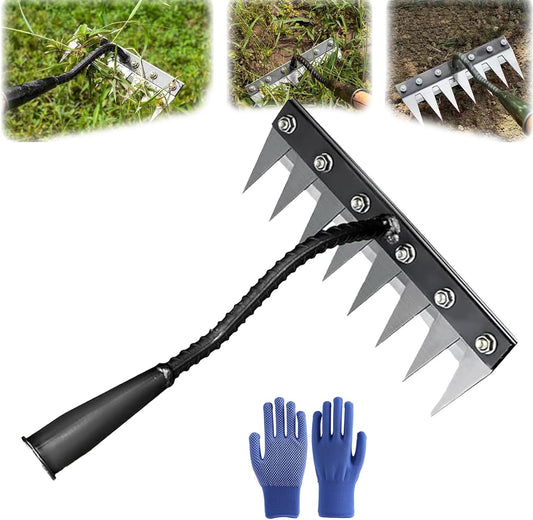 Durable Iron Weeding Rake for Lawn and Garden Maintenance