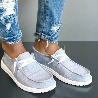 Women's Stretch Canvas Loafers with Wide Fit and Cushioned Insole