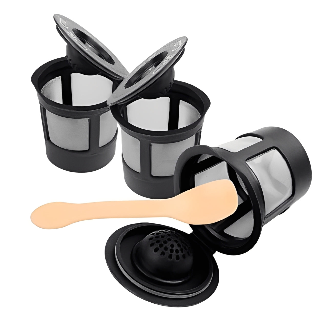 Stainless Steel Reusable Coffee Capsules, 3-Pack with Spoon