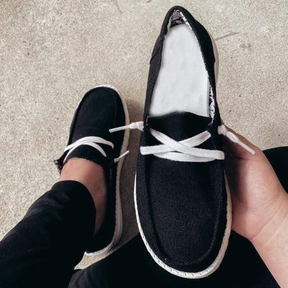Women's Stretch Canvas Loafers with Wide Fit and Cushioned Insole