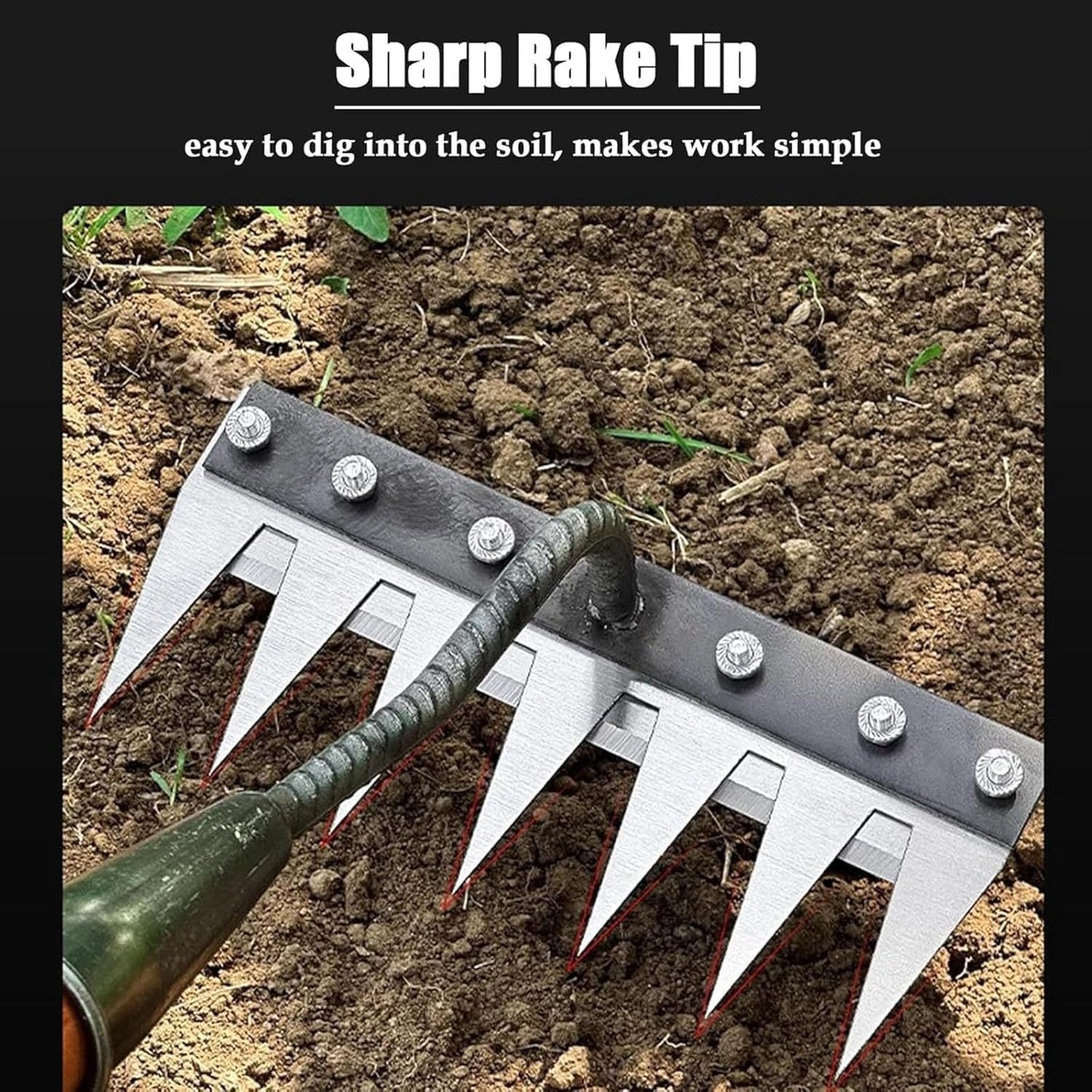 Durable Iron Weeding Rake for Lawn and Garden Maintenance