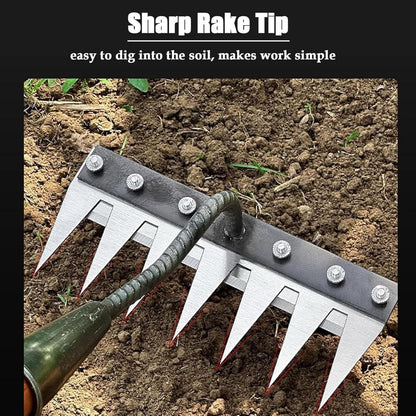 Durable Iron Weeding Rake for Lawn and Garden Maintenance