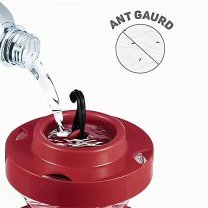 Hanging Red Water Feeder with Perches and Ant Moat