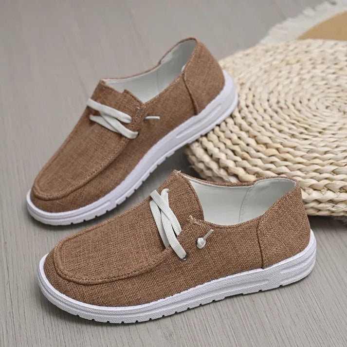 Women's Stretch Canvas Loafers with Wide Fit and Cushioned Insole