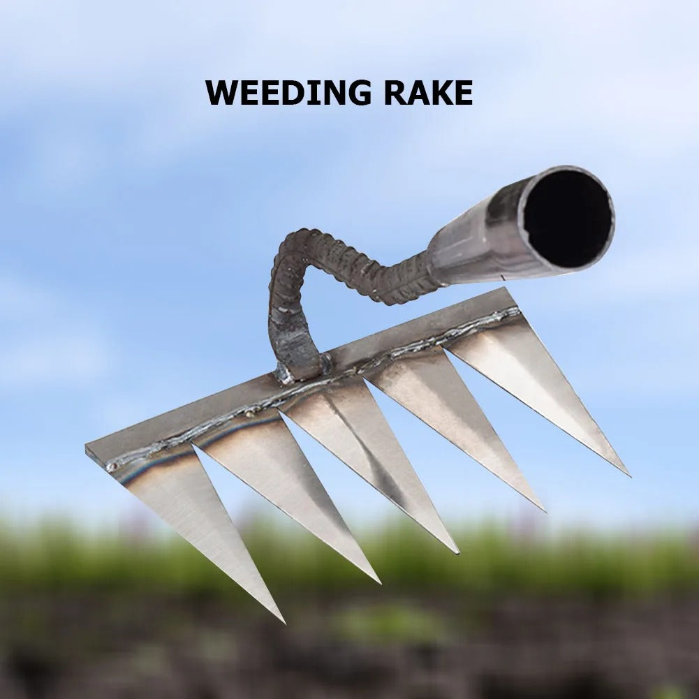 Durable Iron Weeding Rake for Lawn and Garden Maintenance