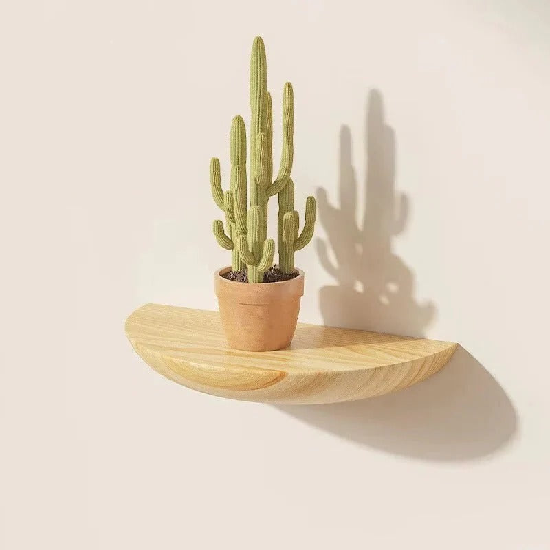 Wall Mounted Half Round Wooden Shelf for Decorative Display