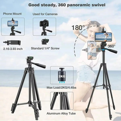 Portable Camera Tripod Stand Bluetooth Remote for Smartphones and DSLRs