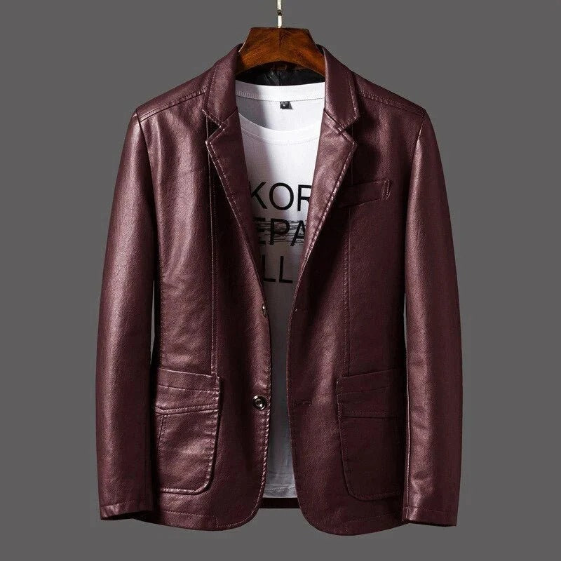 Men's Classic Leather Jacket with Retro Design