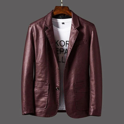 Men's Classic Leather Jacket with Retro Design