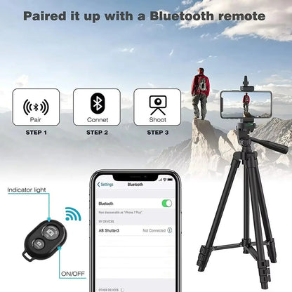 Portable Camera Tripod Stand Bluetooth Remote for Smartphones and DSLRs