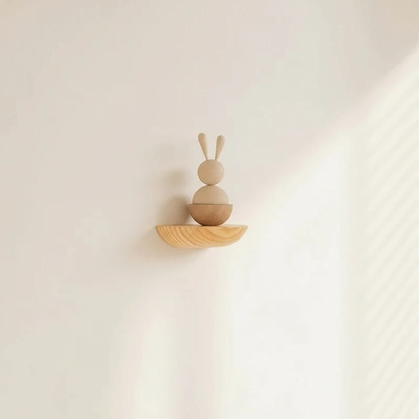 Wall Mounted Half Round Wooden Shelf for Decorative Display