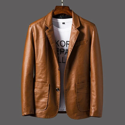 Men's Classic Leather Jacket with Retro Design
