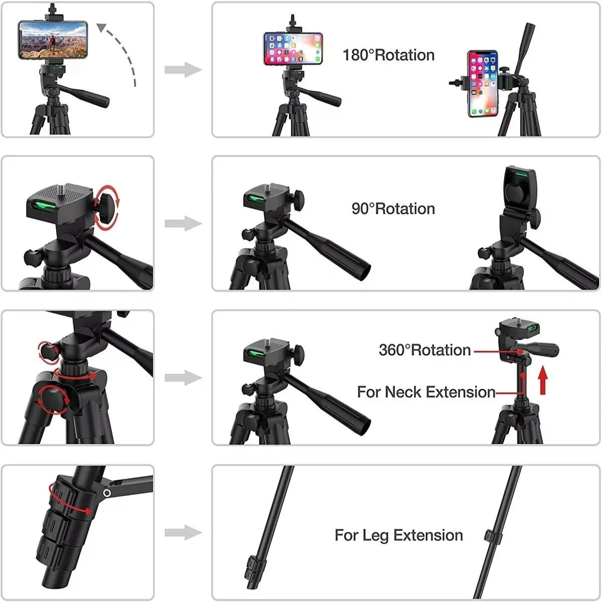 Portable Camera Tripod Stand Bluetooth Remote for Smartphones and DSLRs