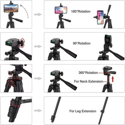 Portable Camera Tripod Stand Bluetooth Remote for Smartphones and DSLRs