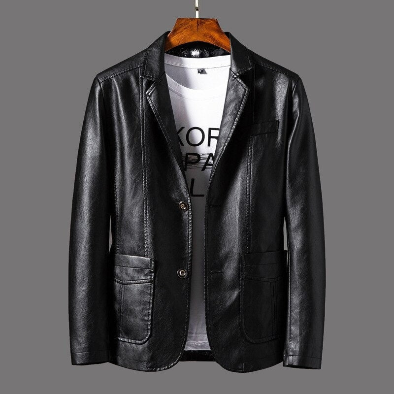 Men's Classic Leather Jacket with Retro Design