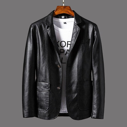 Men's Classic Leather Jacket with Retro Design
