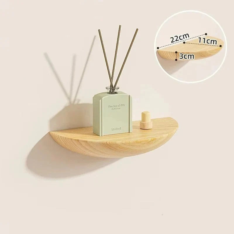 Wall Mounted Half Round Wooden Shelf for Decorative Display