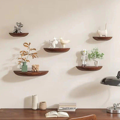 Wall Mounted Half Round Wooden Shelf for Decorative Display