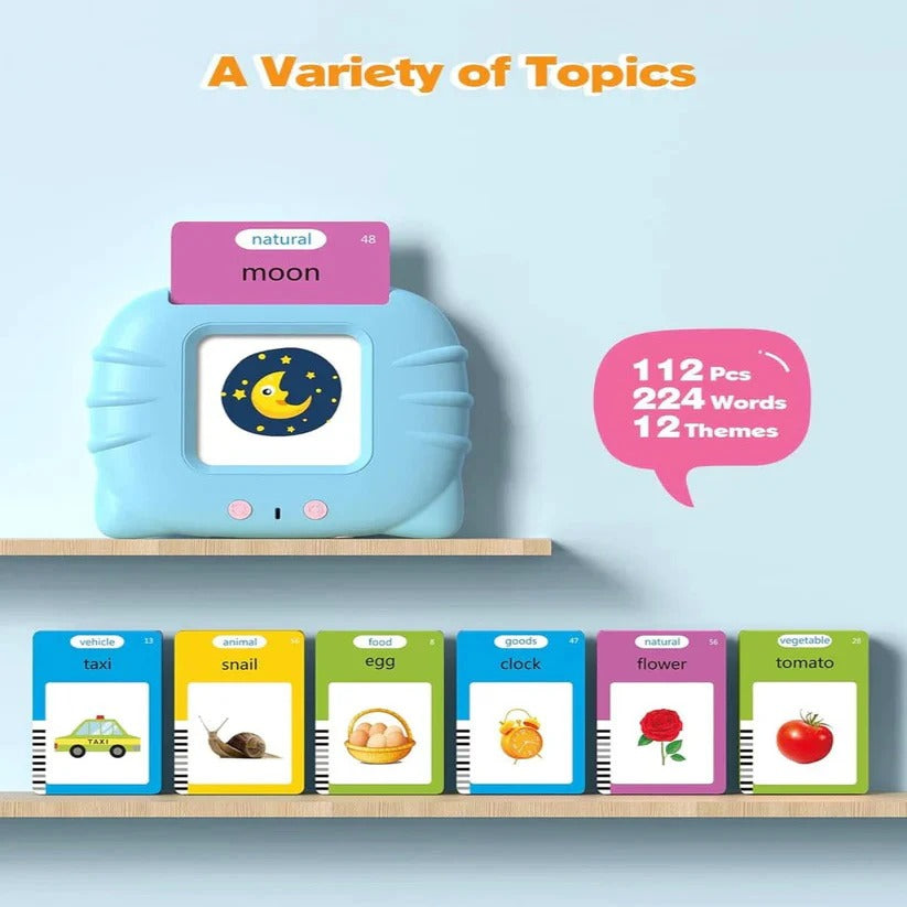 Talking Flash Card Set with 112 Cards and 224 Words for Early Learners