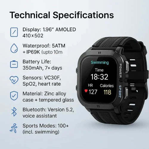 Water Resistant Digital Sports Watch with Multi-Function Display