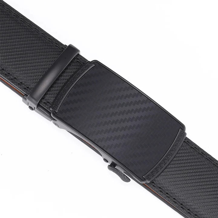 Men's Sliding Buckle Leather Belt with No Hole Adjustable Strap