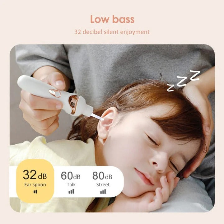 Rechargeable Ear Wax Support Cleaner with Low Noise Motor and Soft Silicone Tips