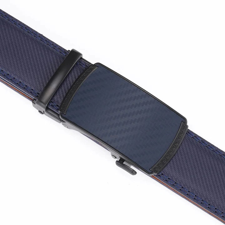 Men's Sliding Buckle Leather Belt with No Hole Adjustable Strap