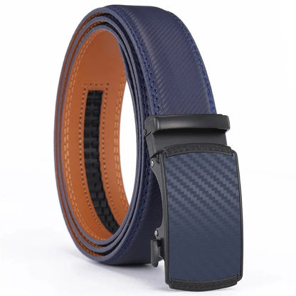 Men's Sliding Buckle Leather Belt with No Hole Adjustable Strap