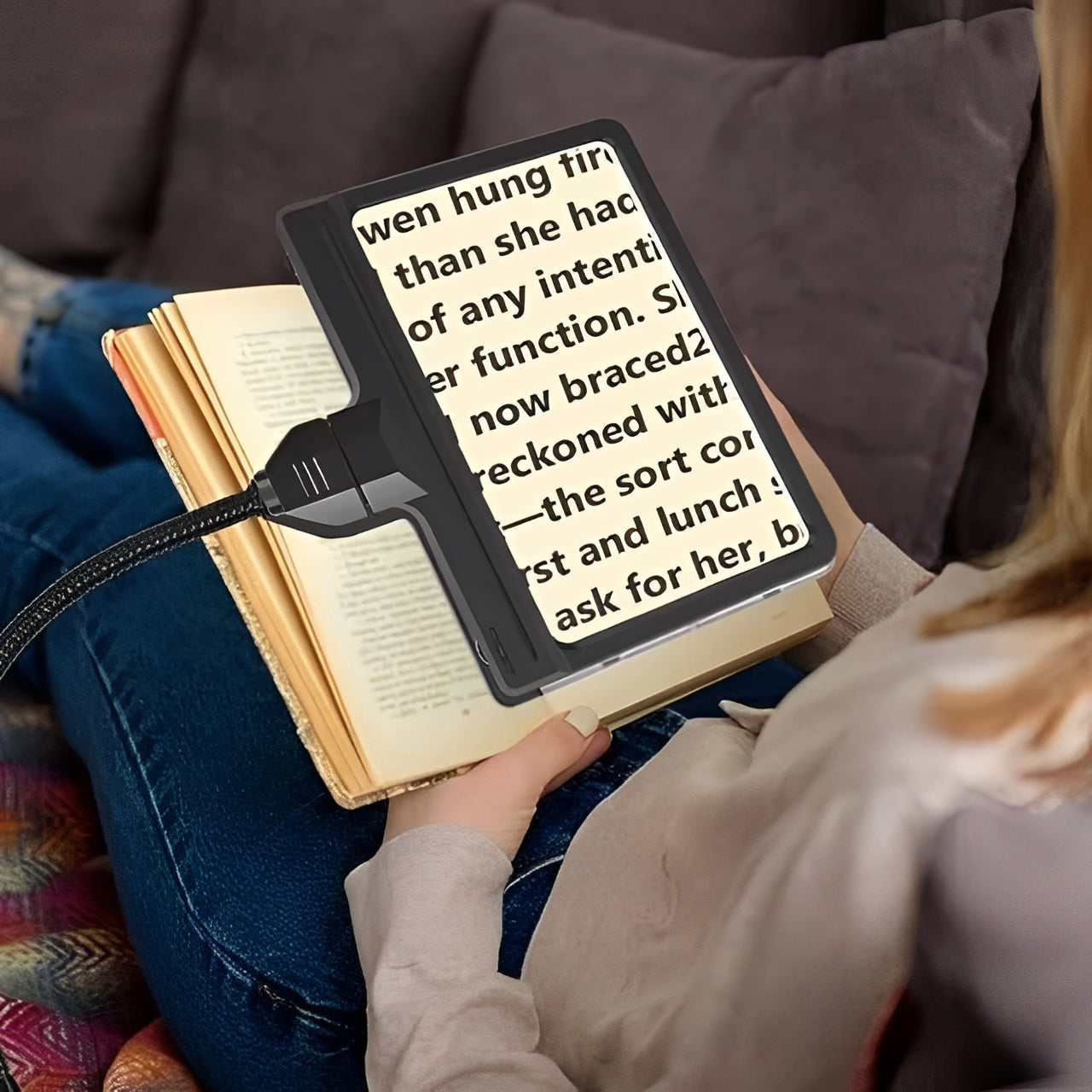 Adjustable Floor Magnifier with Full Page Lens and Built In LEDs