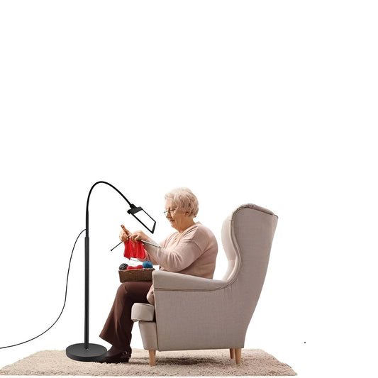 Adjustable Floor Magnifier with Full Page Lens and Built In LEDs