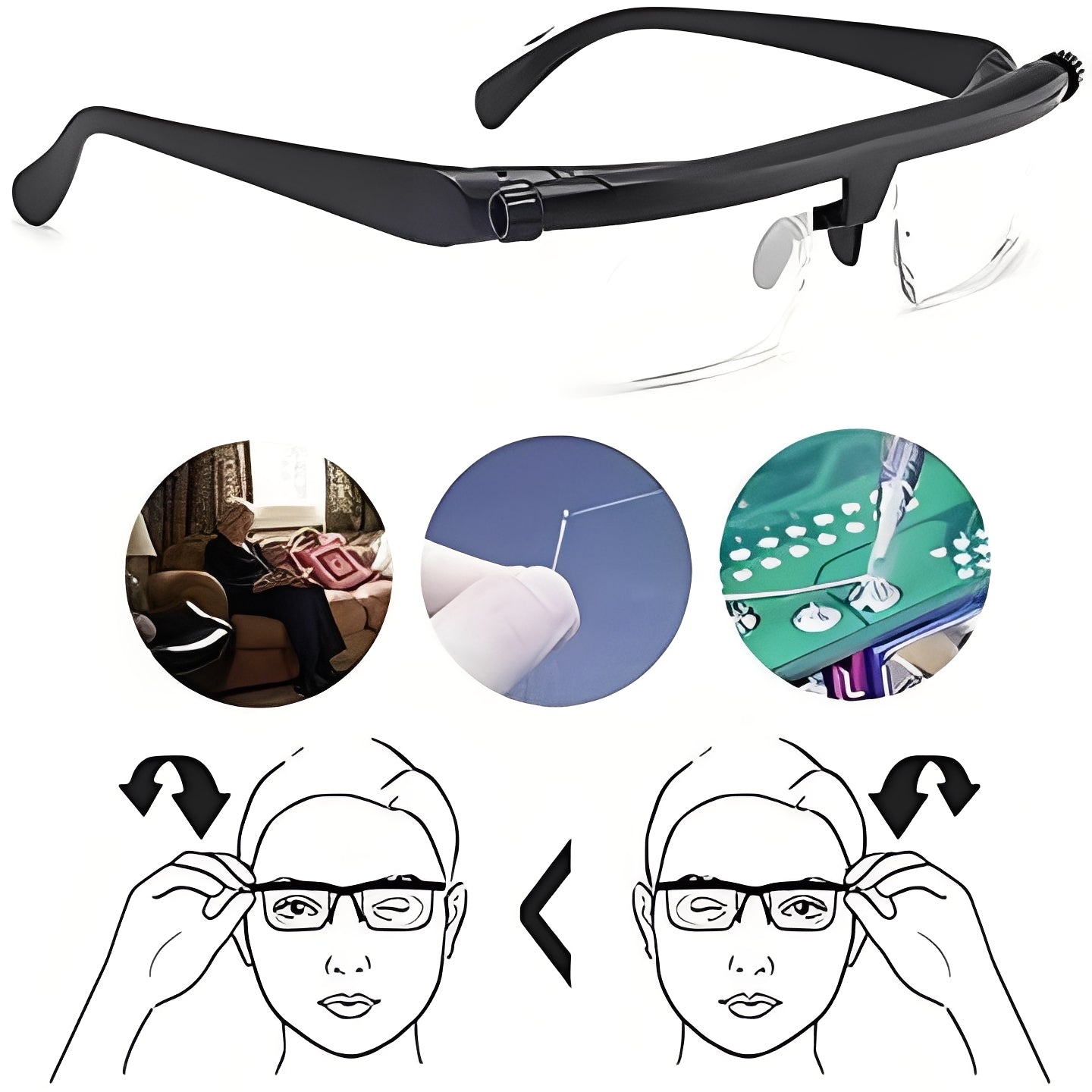 Adjustable Lens Glasses with Dial Based Focus Adjustment