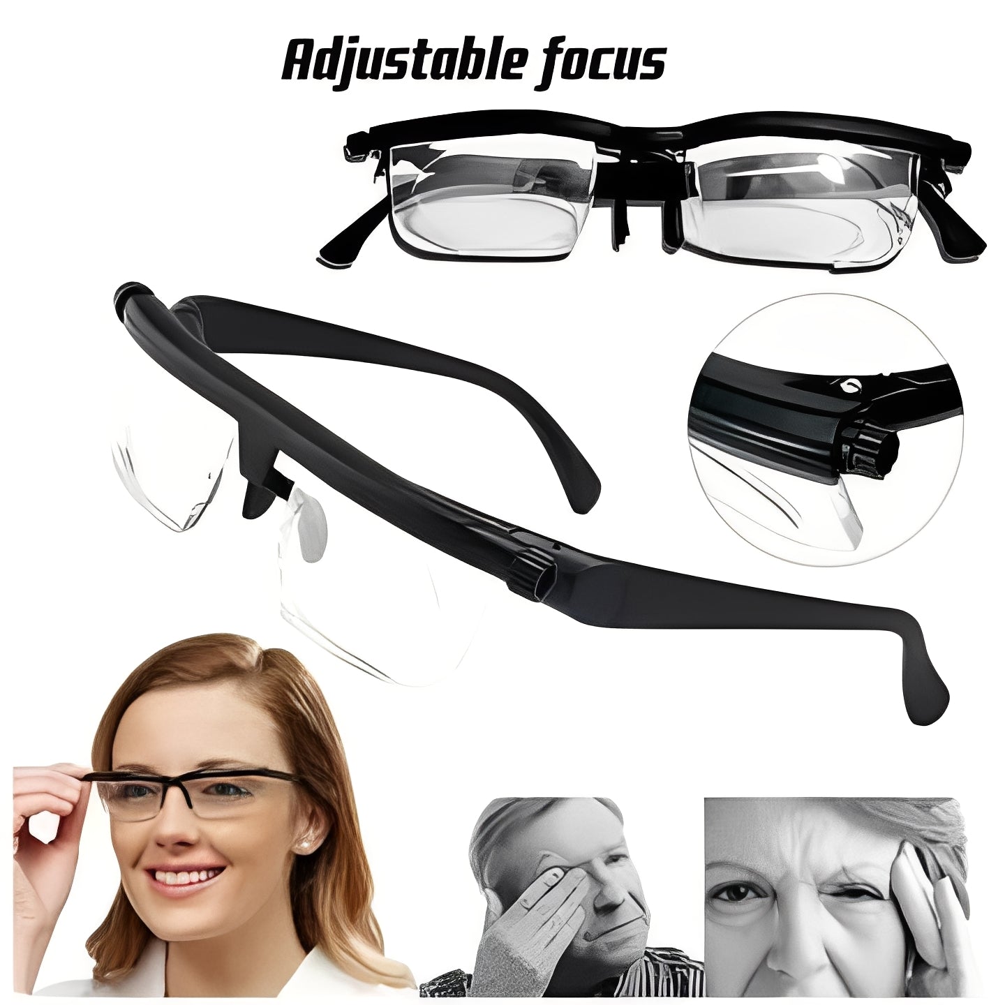Adjustable Lens Glasses with Dial Based Focus Adjustment