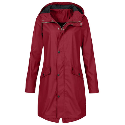 Women's Waterproof Hooded Rain Jacket with Lightweight Construction