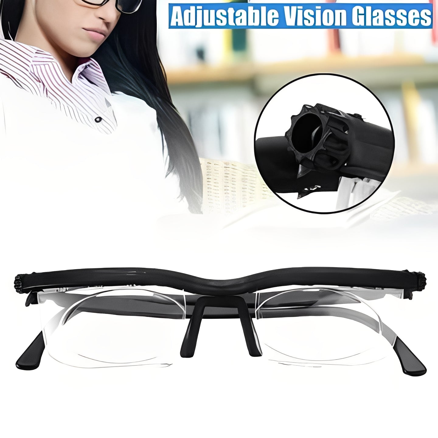 Adjustable Lens Glasses with Dial Based Focus Adjustment