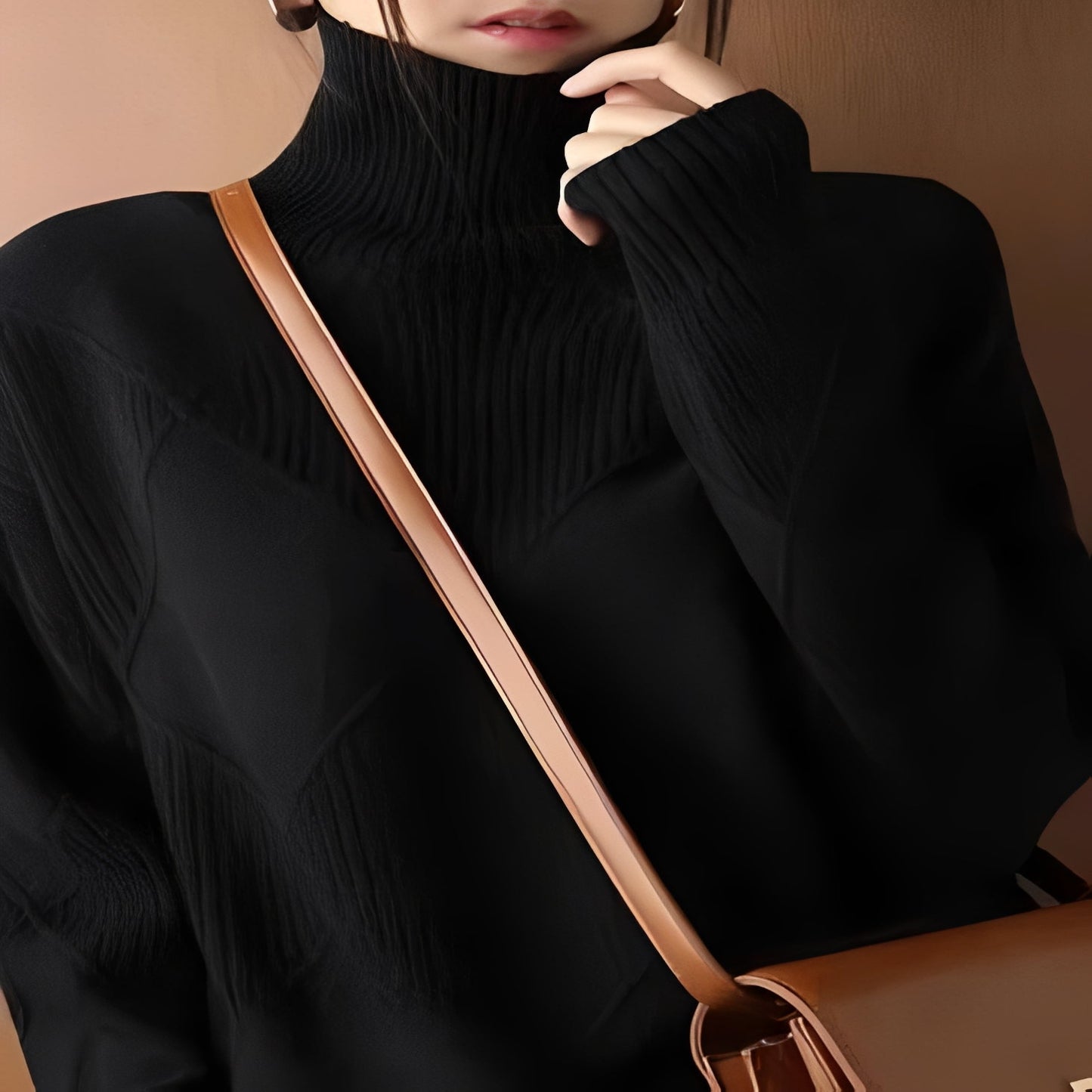 Cashmere Women's Oversized Pullover with Textured Diamond Stitch Detail