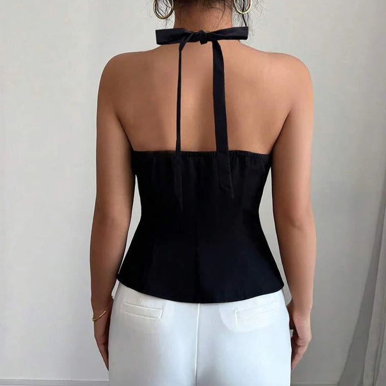 Women's Sleeveless Blazer Vest with Tailored Fit and Button Closure