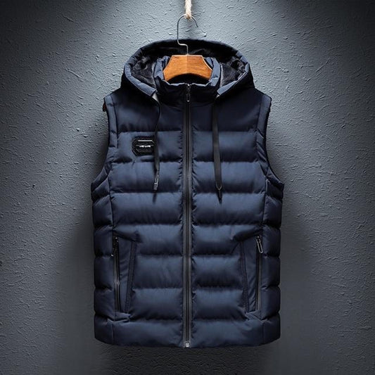 Basic Full Zip Plain Hooded Vest Outerwear