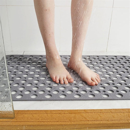Antibacterial Shower Mat with Suction Cup Grip and Drainage Holes