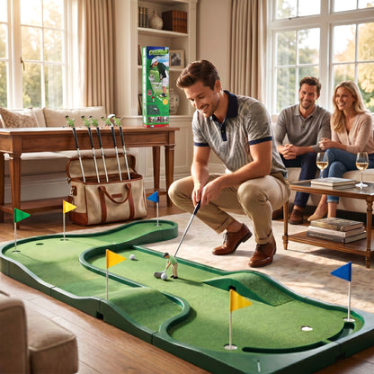 Indoor Mini Golf Set with 6 Clubs and Adjustable Course Layout