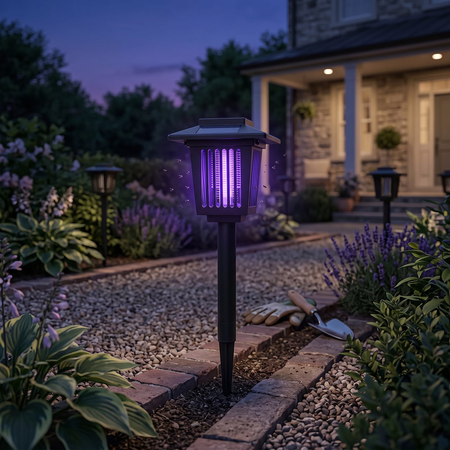 Outdoor Mosquito Zapper with Solar Power and Automatic Dusk Sensor, Dual Mode