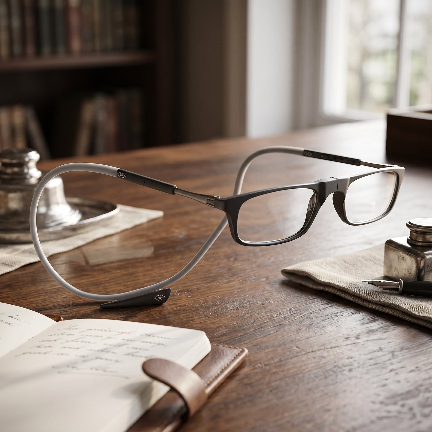 Magnetic Reading Glasses with Neck Loop and Split Bridge Design